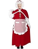 Yeenuo Mrs. Claus Costume for Women Plus Size Adult Santa Dress 8PCS with Bonnet Apron Wig Deluxe Christmas Cosplay Outfit