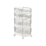 INS Style 4-Drawer Storage Rolling cart, Transparent Rolling Utility cart Snacks cart Drinks Trolley