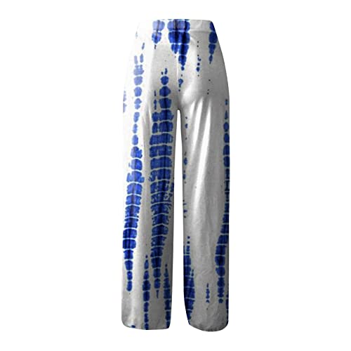 Wide Leg Yoga Pants Women's Plus Size Print Wide Leg Split Elastic Waistband Boho Pants Royal Blue Sweatpants For Women Xl #TOP2