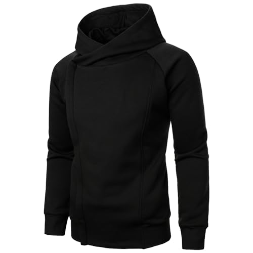 Men's Side Zipper Hoodies Long Sleeve Drawstring Sweatshirt Slim Fit Winter Warm Jackets Fashion Hooded Coats