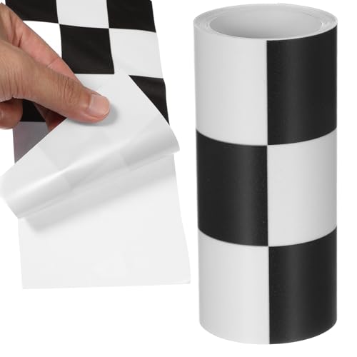 Kisangel Vinilo Autoadhesivo de Pvc para Bordes de Tablones de Anuncios y Azulejos de Baño Diseño a Cuadros Elegante, Resistente Fácil Adhesión para Decoración del Hogar