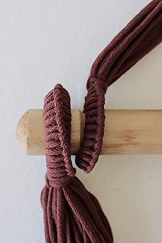 Silla Colgante de Algodón Orgánico 100% con Barra de Madera FSC – Estilo Artesanal Brasileño con Macramé – Interior y Exterior – Soporta 160 kg – Color Beige y Marrón – FASTOME - imagen 5