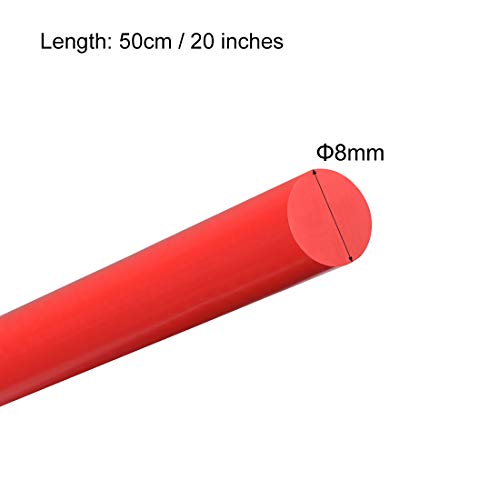 Image of uxcell Plastic Round Rod 5 /16 Inch Dia 20 Inch Length Red (POM) Polyoxymethylene Rods Engineering Plastic Round Bar(8mm)