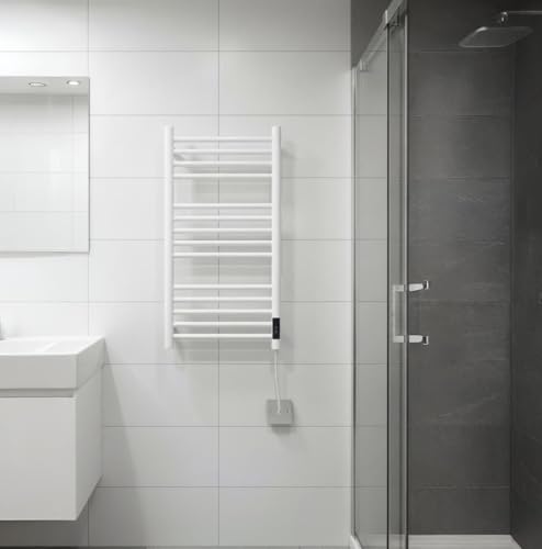 Manissa Elektrischer Handtuchwärmer aus Edelstahl – Weiß, Energieeffizienter Trockenheizkörper 400 x 1000 mm – Praktisches Design & Hochwertige Verarbeitung