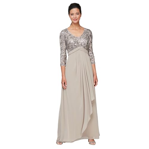 Image of Alex Evenings Womens Long Lace Top Empire Waist Dress