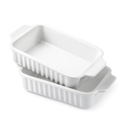 Small Casserole Dishes for Oven – 30 Oz Ceramic Baking Dish with Handles – 9×5 Rectangular Mini Bakeware for Lasagna, Au Gratin, Meal Prep – Portion Control & Personal Serving, Set of 2