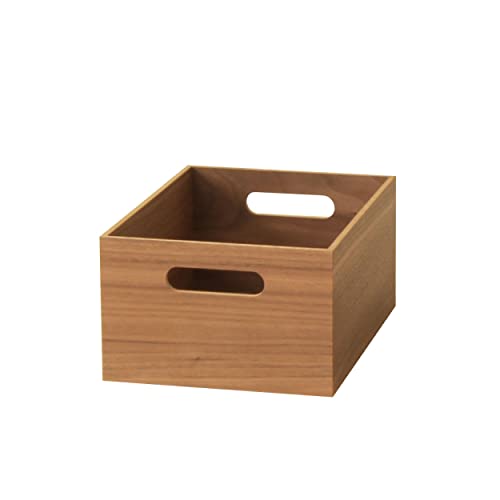 マナベインテリアハーツ 幅19cm 木製 収納 ボックス 収納ケース スタッキングボックス 木箱 木製収納 おしゃれ 木箱 小物 持ち手付き ウォールナット