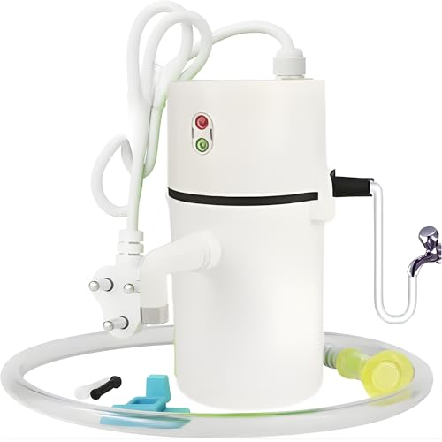 Image of (15 Year Warranty) Fast Heating Instant Electric Water Heater with Copper Heating Coil Durable ABS Body Built in Auto Shut Off Safety for Bathroom Kitchen Portable Water Heater- White
