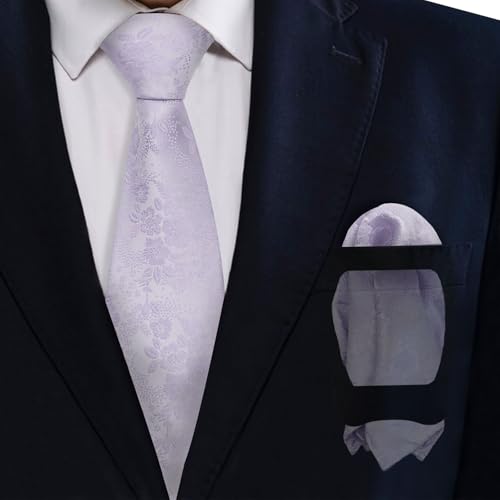Image of Mantieqingway Floral Ties for Men, 3pcs /set Neck Tie Pocket Square Holder Set for Wedding Business Prom Party Usual
