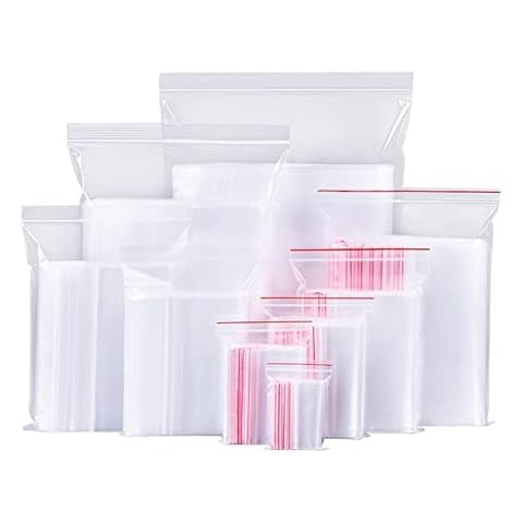 Clear Resealable Grip Seal Bags | Grip Seal Zip Lockable Packing | Packaging Storage Pouches for Kitchen Storage, Beads, Jewellery, Snacks, Seeds, Coins, Sweets (11 x 14 cm - 4.3" x 5.5") Cover