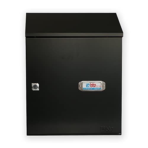 BTV | Recogecartas con Cerradura Grado I | Buzones de Correos Exterior en Chapa de Acero Pintada Color Negro