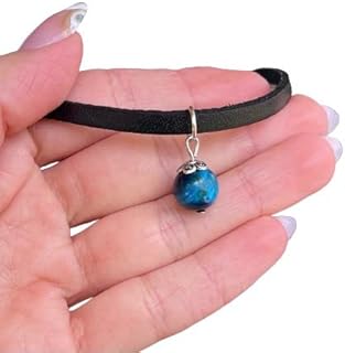 Blue Tiger Eye Necklace - Leather Tiger Eye Necklace - Crystal Necklace Ball - Tiger Eye Pendant - Leather Necklace - Blue Tiger Eye