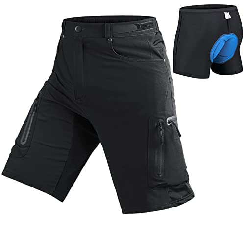 Seltrue MTB Hose Herren Radhose, Schnelltrocknende MTB Shorts mit 4D Sitzpolster, Mountainbike Hose Herren Fahrradhose, Elastische Radlerhose Outdoor Bike Shorts mit Verstellbaren Klettverschlüssen