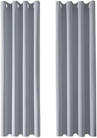 MRTREES Blackout Curtains Bedroom 54 Drop 2 Panels Light Grey Eyelet Thermal Curtain for Living Room Soft Texture Window Treatments for Kids 46x54 Inch 117x137 CM