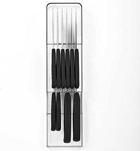 mDesign 2-Tier Knife Block Kitchen Storage Unit for up to 12 Knives Cutlery Organiser for Drawers Clear