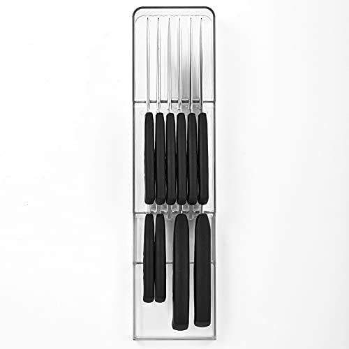 Mdesign 2-Tier Plastic In-Drawer Knife Block - Storage And Organizer For Knives - Holds Up To 12 Knives - For Kitchen Drawers - Clear #TOP4