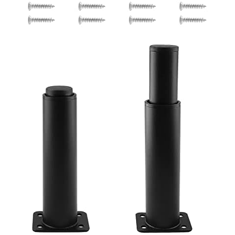 Litoexpe Metal Adjustable Furniture Legs 5 Inch-10 Inch, Heavy Duty Adjustable Height Replacement Support Leg for Bed, Cabinet, Sofa, Table, Black Furniture Feet Set of 2 Cover