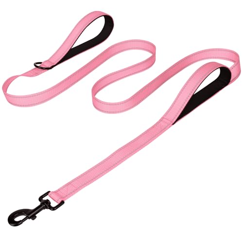 Joytale Dog Leash for Large Dogs that Pull, Double Handle, 5FT, Pink