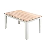 Mondeer Dining Table, 138 x 90 cm Modern Kitchen Table for 4-6 People, Wooden Rectangular Dinner Table for Dining Room Kitchen Living Room, Oak and White