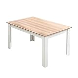 Mondeer Esstisch, Küchentisch für 4-6 Personen, Minimalistisches Design Holztisch für Küche Esszimmer Wohnzimmer, W138 x D90 x H75 cm, Weiß und Eiche