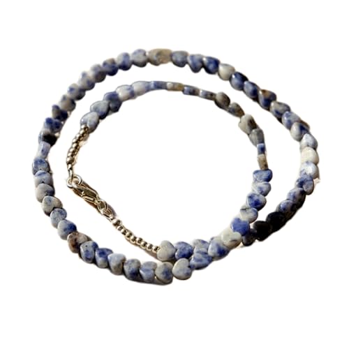 Collier de perles de sodalite véritable bleue fait main de 43 cm