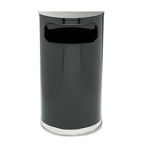 Rubbermaid Commercial Products European & Metallic Series Receptacle Half-Round Trash Can, 9-Gallon, Black/Chrome, Side Opening Indoor/Outdoor Waste Container for Lobby/Office/School/Restaurant image 5