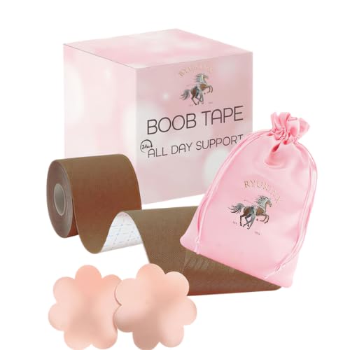 Boob Tape Kit - Boobtape for Breast Lift with Petals and Covers, Breathable Sticky Adhesive Bra Tape, Push Up Boobytape for Large Breasts