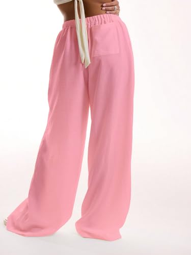 Image of RoseSeek Women's Beach Cover Ups Wide Leg Loose Linen Pants Swimsuit Coverup Summer Vacation Outfits 2026