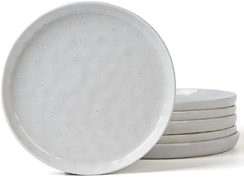 famiware Mars 6 Pieces Dinner Plates, 10.25 inch Plate Set, Scratch Resistant, Stoneware Dinnerware, Kitchen Modern Rustic Serving Dishes, Light Gray