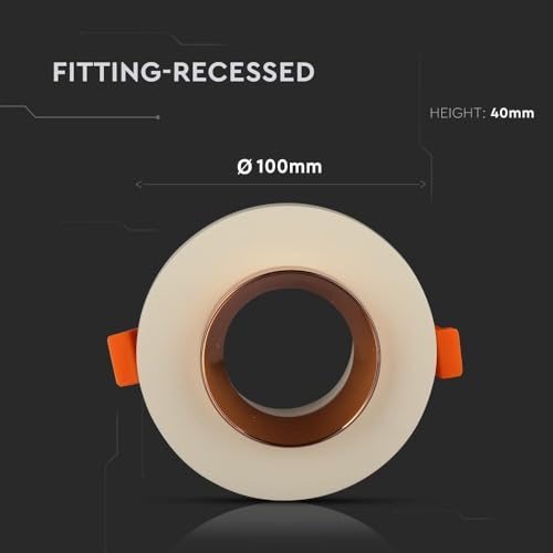 Portalampada Led Da Incasso GU10 Corpo In Gesso Rotondo Colore Bianco Con Finitura Oro Rosa - 3