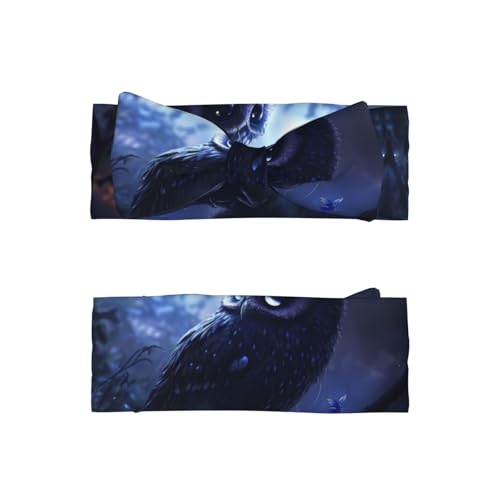 Owl at night Bow headband, children's elastic bow hair accessories, 0-6 months, hair bows for newborns, infants, toddlers2