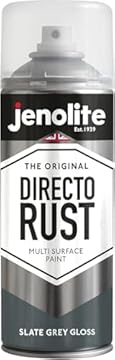JENOLITE Directorust Gloss Spray Paint - Slate Grey, 400ml, Direct to Rust, Multi Surface Gloss Spray Paint for Wood, Metal, Plastic, Ceramic