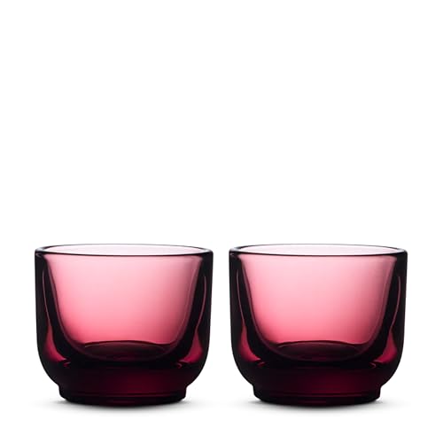 Fellow Verres à espresso Pirch Tasses artisanales de 3,5 oz, lot de 2, verres à café compatibles lave-vaisselle pour espresso et latte art – Grenat