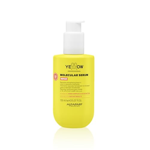 ALFAPARF MILANO Yellow Professional Repair Molecular Serum - Strengthening Leave-In for Damaged Hair - Powered by Bond Complex & Cacao Butter - Designed for Instant Results (5.07 fl oz / 150ml)