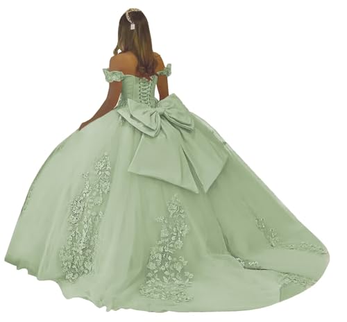 Lace Appliques Quinceanera Dresses Ball Gown Puffy Off Shoulder