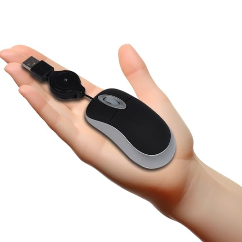 Mini ratón para evitar enredar cables: diseño retráctil de 70 cm y 1600 DPI para niños
