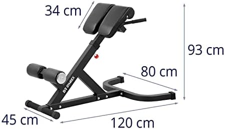 Gymrex GR-MG109 Roman Chair Adjustable Up To 100 kg Back Trainer Hyperextension Bench Back Extension Bench (Frame: steel (Q235) / upholstery: plastic (PVC) / polyethylene foam (EPE))