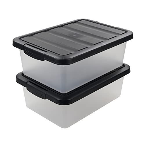 Boîtes de rangement transparentes Teyyvn 14L avec couvercle lot de 2