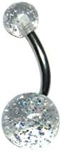 Bodyville 14g Custom Length Clear Glitter Belly Button Ring 1/4" to 1"