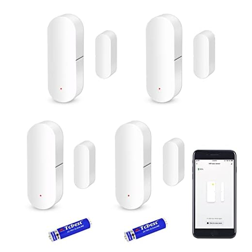 WiFi Door Sensor, Smart Window Contact Sensor for Home Security, Wireless Window Door Sensor Alarm Compatible with Alexa and Google Assistant, No Hub Required,(8 AAA Batteries Included) 4 Pack