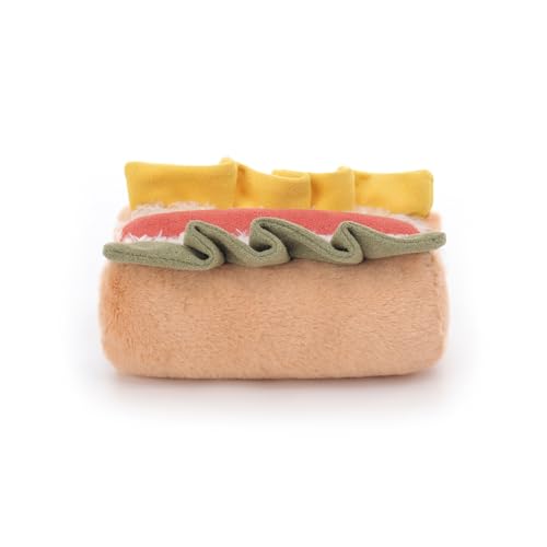Apricot Lamb Köstlicher Hot Dog Essen Plüschtiere für Kinder, weiche niedliche Kuscheltier für Baby Mädchen und Jungen, Flauschige Köstlicher Hot Dog Braun 12cm