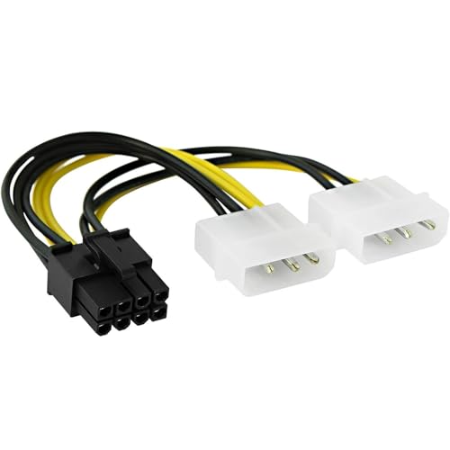 TECHZOCO Cable alimentación 4 Pines Macho Molex a 8 Pines PCI Express, Cable de fuente de alimentación a Tarjeta gráfica, Apto para tarjeta gráfica NVIDIA, GeForce, Gigabyte, Zafiro, 8 pines, 15 cm