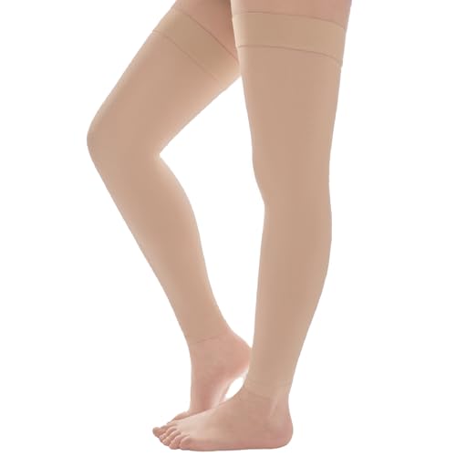 Image of Thigh High Compression Socks Women & Men, 20-30mmHg Thigh High Compression Stockings, Medical Compression Socks with Silicone Dot Band-Best for Varicose Veins, Swelling