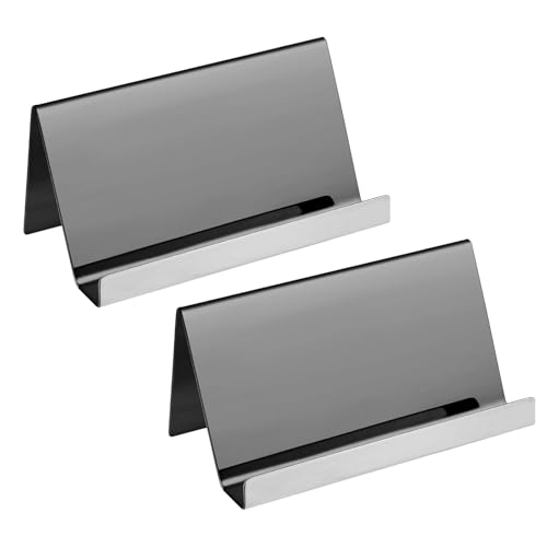 Rjfba デスク用 名刺 ホルダー,2 個 ステンレス 製 オフィス 整理 | デスクトップ名刺入れ - オフィス、屋内職場、スタジオ、学校、会社向け