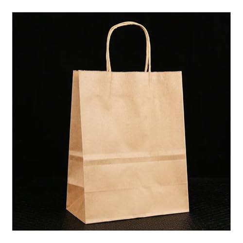 25 bolsas de papel colorido de mano, bolsas de regalo para fiestas de vacaciones, bolsas de compras de joyas, regalos de boda para Navidad, día de San Valentín (marrón, 25 unidades de 21 x 11 x 27 cm)