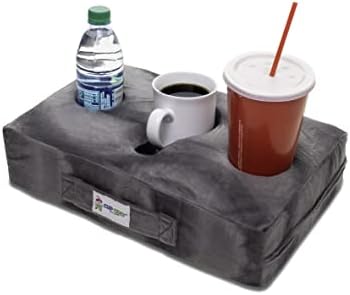 Cup Cozy Pillow (Gray) *As Seen on TV*-The World's Best Cup Holder! Keep Your Drinks Close and Prevent Spills. Use it Anywhere-Couch, Floor, Bed, Man cave, car, RV, Park, Beach and More!