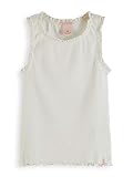  Scotch & Soda R´Belle Organic Cotton Basic Rib Tank Top with Lace Edges Camiseta, 0006 White, 8 para Niñas