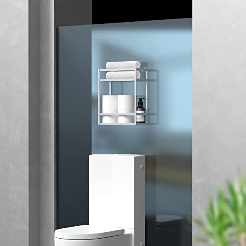 Meangood Shower Caddy Organizer,Mounting Over Shower Head Or Door,Extra Wide Space For Shampoo, Conditioner, And Soap With Hooks For Razors And More,10.5" X 4.5" X 22.4", Silver #TOP4
