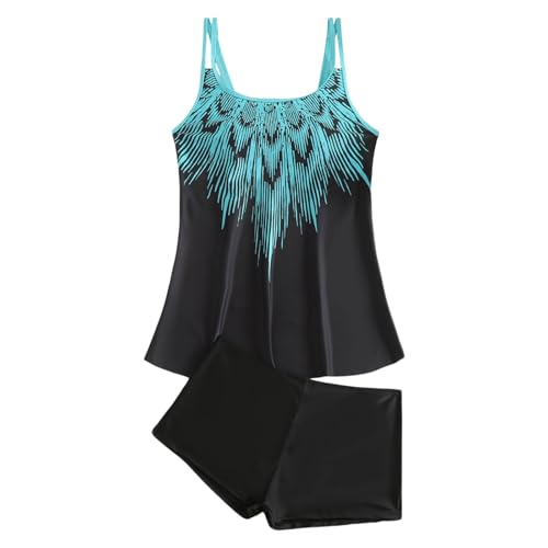 Bikini tankini deux pièces bleu ciel anti-complexes haut avec short - 5