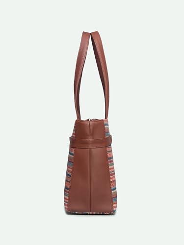 Image of ZOUK Women's Jute Handcrafted Vegan Leather Statement Office Shoulder Bag